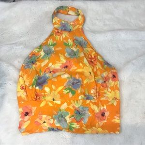 Cynthia Rowley Multi Floral Sleeveless Halter Top size Medium